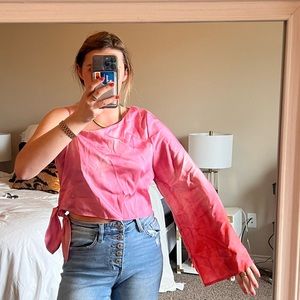 Tie Dye Top Pink and Red one sleeve